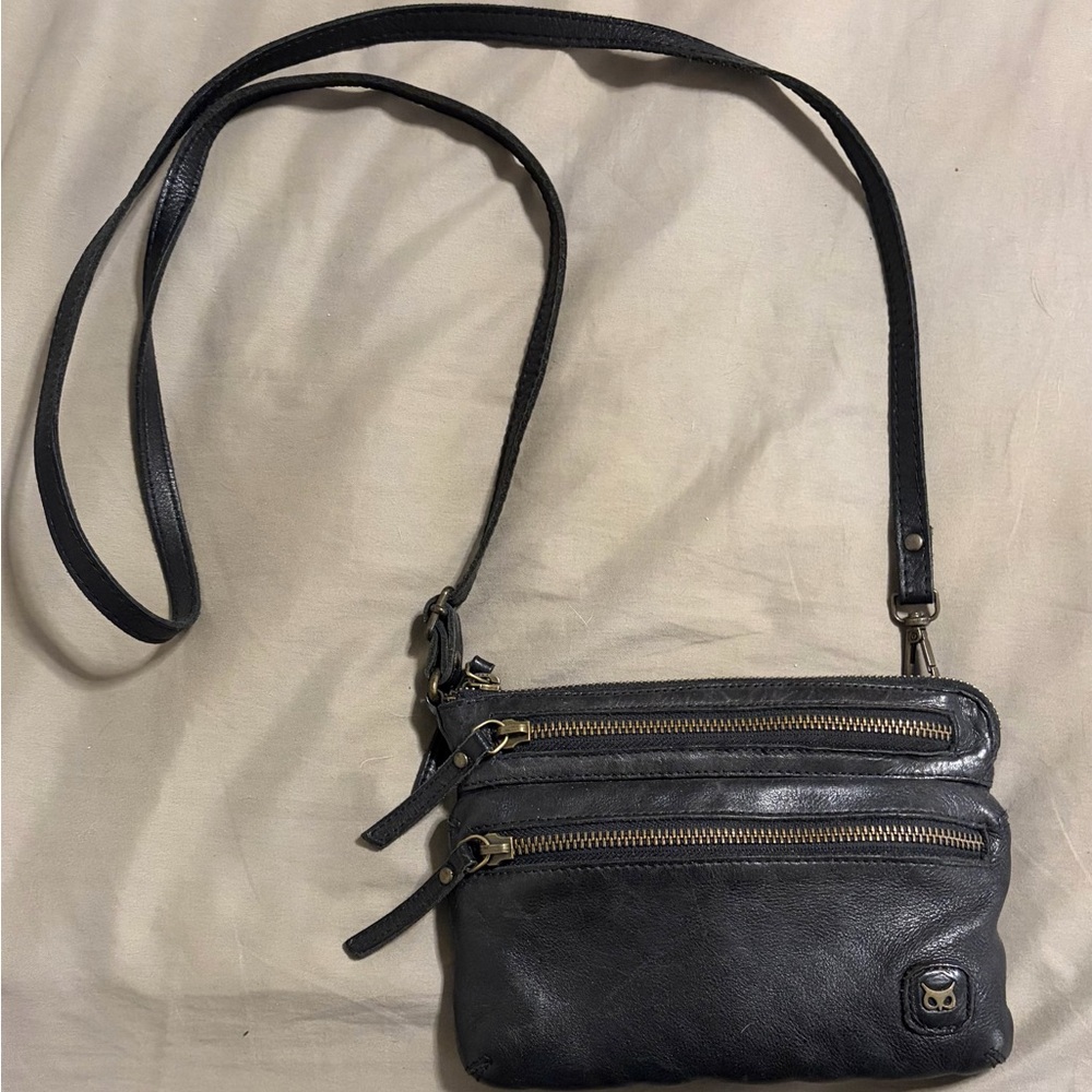 Wise Owl Small Triple Zip Real Leather Women's Crossbody purse